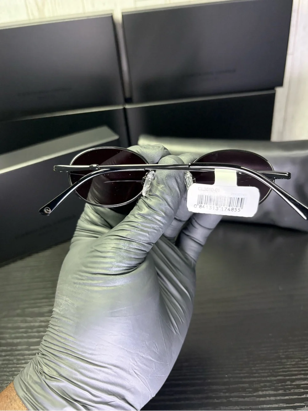 Carolina Lemke Oval Metal Frame Sunglasses - Black Lenses